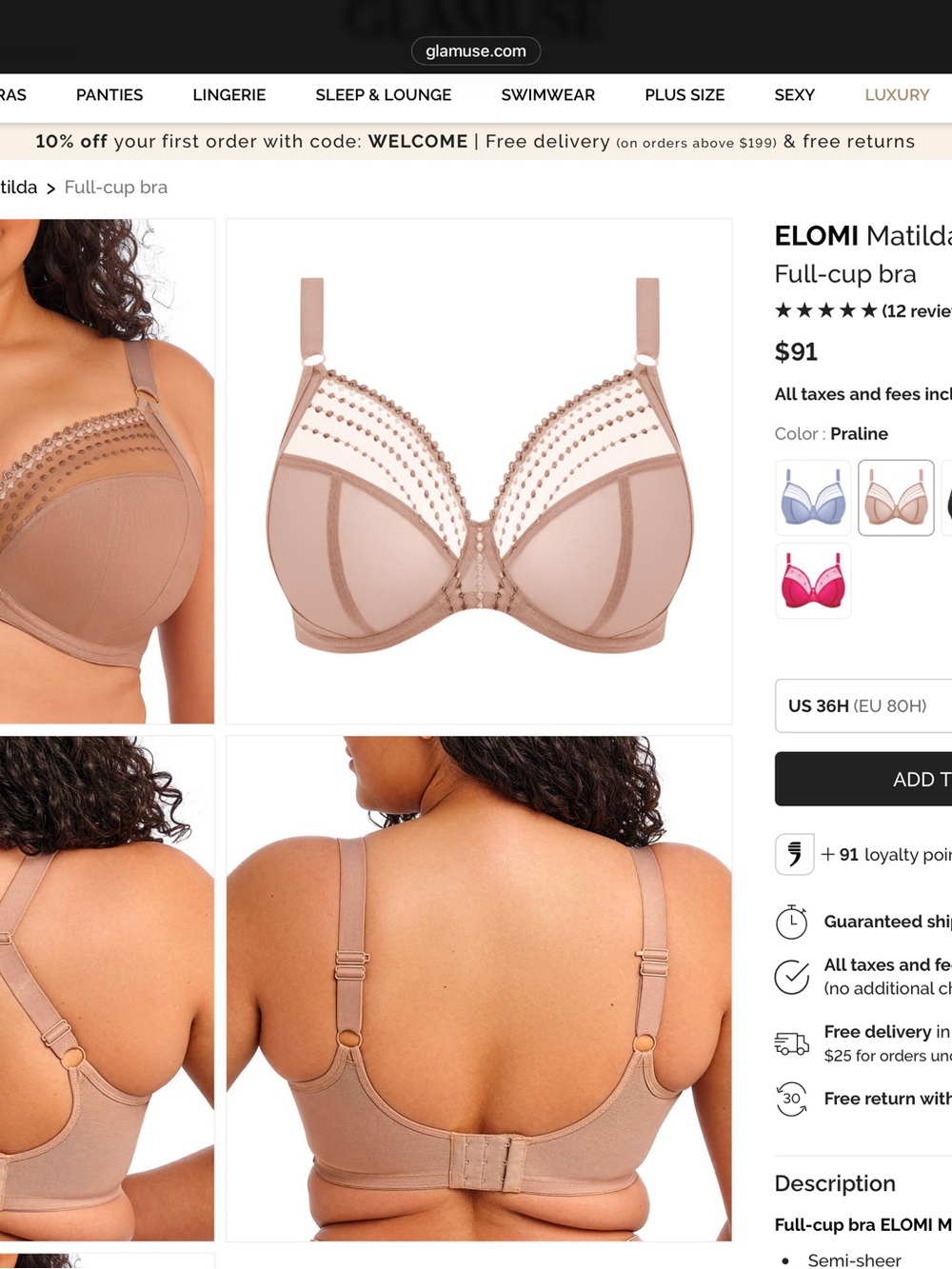 Elomi Matilda Full-Cup Bra in Praline 38GG (UK) / 38J (US)